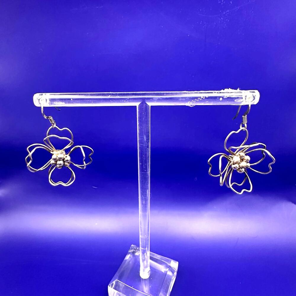 Flower Earring 925 Sterling Silver Cutout Petals Dainty Boho Bohemian Jewelry